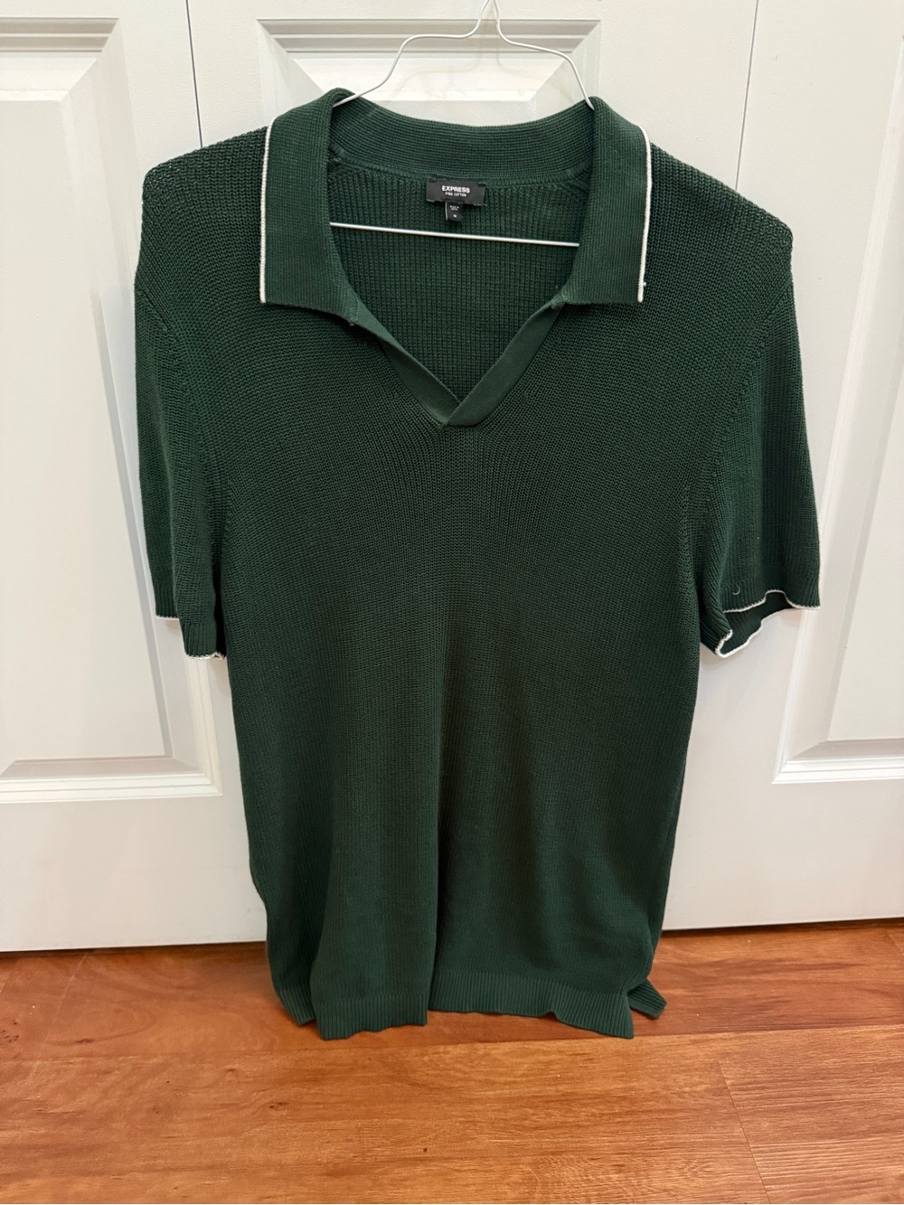 Express Dark Green Polo with White Trim
